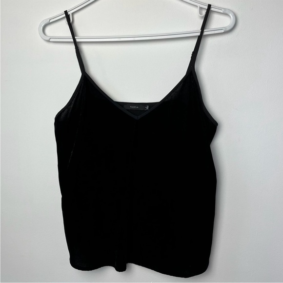 TALULA Aritzia Black Velvet Camisole Tank with Adjustable Straps S - Picture 1 of 4